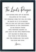 LuZhiQiang The Lords Prayer Wall Decor 16"×11" Our Father Prayer Bible Verse Sign Wood Framed Wall Hanging Art (Black)-Ruum Studio Home