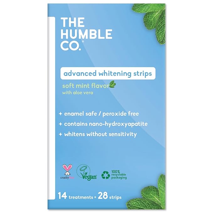 The Humble Co. Advanced Whitening Strips – Sensitive Teeth Whitening Strips, Enamel Safe and Peroxide Free for Sensitive Teeth, Vegan and Cruelty Free (14 Treatments, 28 Count)-Ruum Studio Home