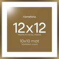 Homeforia 12x12 Picture Frame Bronze, High End Metal 12 x 12 Square Poster Frame with Mat 10 x 10 Photo, 12x12 Brass Frame Matted to 10x10 Print, 12by12 Thin Frames, Tempered Glass, Wall Kit, Set of 1-Ruum Studio Home