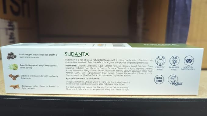 Sri Sri Tattva Sudanta Herbal Toothpaste for Oral Care Protection - Fluoride Free Ayurvedic Toothpaste to Strengthen Teeth and Gums Without Causing Sensitivity - All Natural, 200g (1 Pack)-Ruum Studio Home