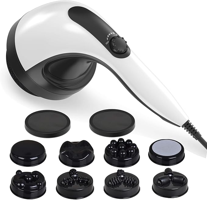 Body Sculpting Machine - 7-Speed 8-Head Electric Cellulite Massage & Lymphatic Drainage Device with Lipo Roller, Handheld Full-Body Massager Vibra for Belly, Butt, Arms, Legs, Home Use(White)-Ruum Studio Home