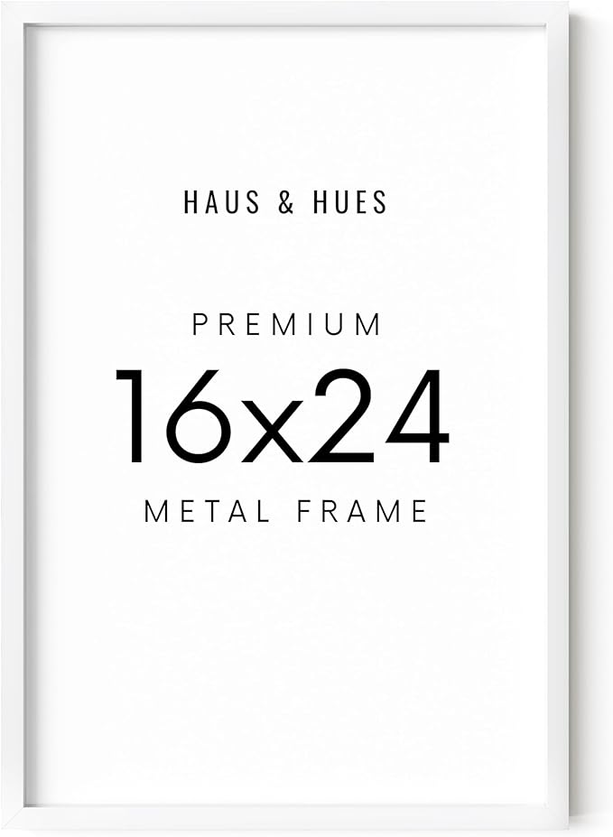 HAUS AND HUES 16x24 White Picture Frame - White 16x24 Frame Aluminum, Vertical & Horizontal Hanging, Shatterproof Plexiglass - Ideal for Home, Room, Office Decor (16x24 in, White)-Ruum Studio Home