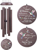 Sympathy Wind Chimes, 36inch Personalized Hummingbird Wind Chime, Memorial Gifts for Loss of Loved One, Wind Chimes in Loving Memory of Dad/Mom, Condolences Gifts for Funeral-Ruum Studio Home