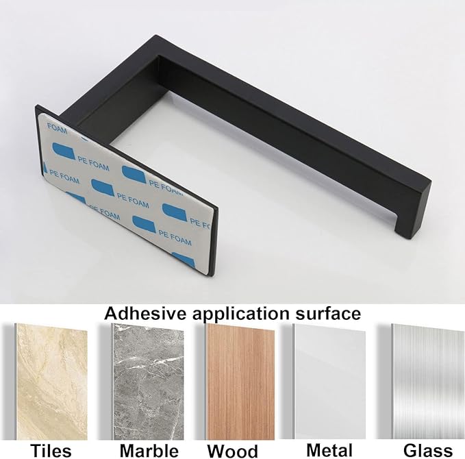 Toilet Paper Holder, Self Adhesive Tissue Holder Stainless Steel Rustproof Paper Roll Holder, No Drilling Easy to Install, Toilet Paper Rack Suitable for Office, Bathroom (2, Matte Black)-Ruum Studio Home