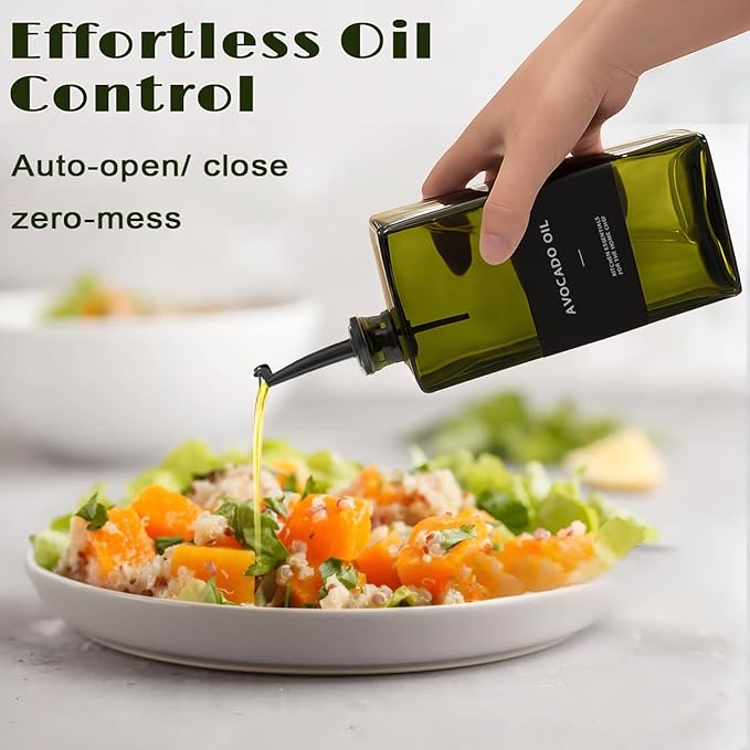 Olive Oil Dispenser Bottle for Kitchen - UV-Protected Oil Bottles 16.9oz, Oil and Vinegar Dispenser Set, Drip-Free Pourer, Elegant Kitchen Essential- 16.9oz, Set of 4-Ruum Studio Home