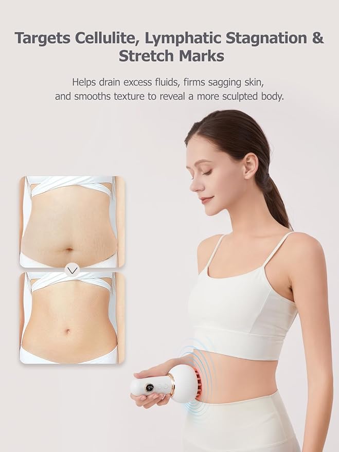 Lymphatic Drainage Massager & Anti Cellulite Massage Tool, Helps Reduce Stretch Marks & Cellulite, for Legs, Arms & Belly, Body Sculpting Machine with Microcurrent, Light, Heat & Vibration-Ruum Studio Home