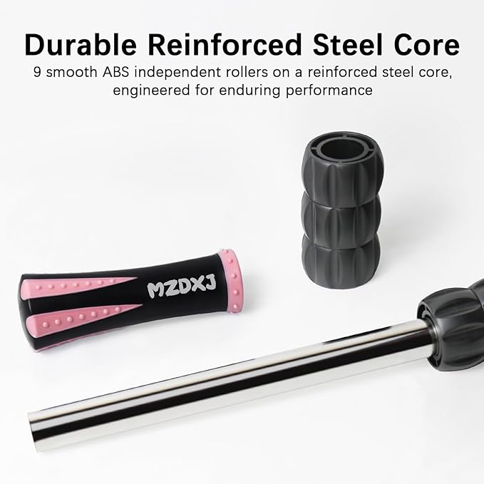 Muscle Roller Stick for Athletes - Deep Tissue Fascia Blaster & Roller Massager for Myofascial Pain Relief - Handheld Physical Therapy & Recovery Tool(Pink black-18 inch)-Ruum Studio Home