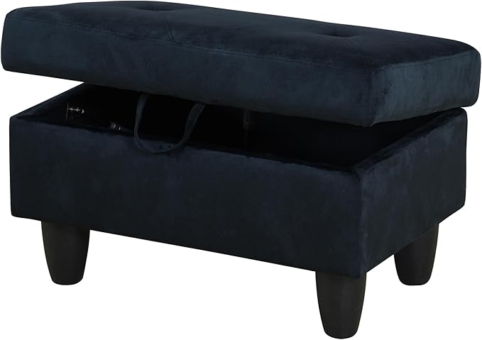 Ottoman Rectangular Storage Ottoman Bench, Flannel Footrest Stool Footstool with Lid for Living Room, Bedroom, Entryway, Brown, 28.5"x19"x17.5"-Ruum Studio Home