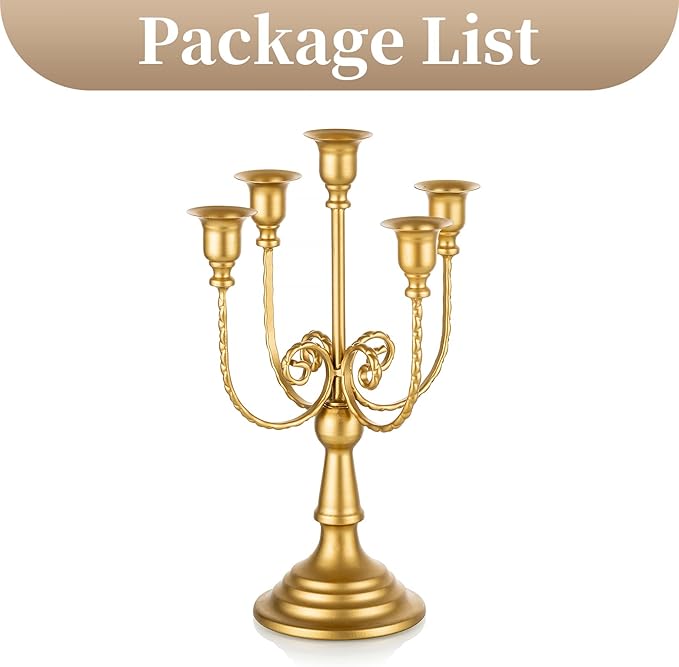 Sziqiqi Gold Candlestick Holder Candelabra - Taper Candle Holders for Wedding Centerpiece 5-Arms Candle Stick Stands for Candlelight Dinner Table Christmas Mantel Festivals-Ruum Studio Home