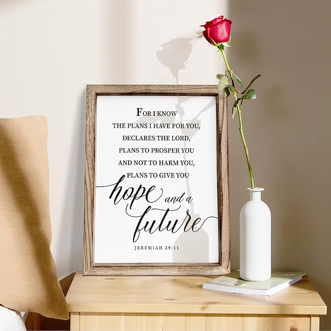 Christian Wall Decor, Religious Artwork for Home Decor, Bible Verse Signs, Inspirational Christian Gift, Framed Wall Plaque Sign 15 * 11.5 inches, I Know the Plans I Have for You Sign-Ruum Studio Home