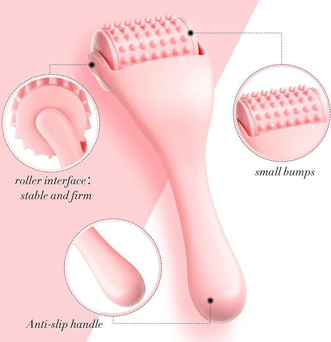 Tondiamo 2 Pcs Muscle Roller Stick Fascia Body Cellulite Face Muscle Massage Roller Manual Massage Tools for Muscles Relief Neck Arm Back Leg Body Roller Deep Trigger Points Release Roller (Pink)-Ruum Studio Home