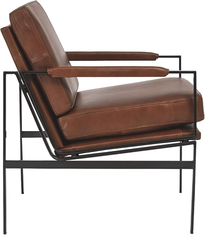 Signature Design by Ashley Puckman Mid-Century Modern Leather Accent Chair, Brown-Ruum Studio Home