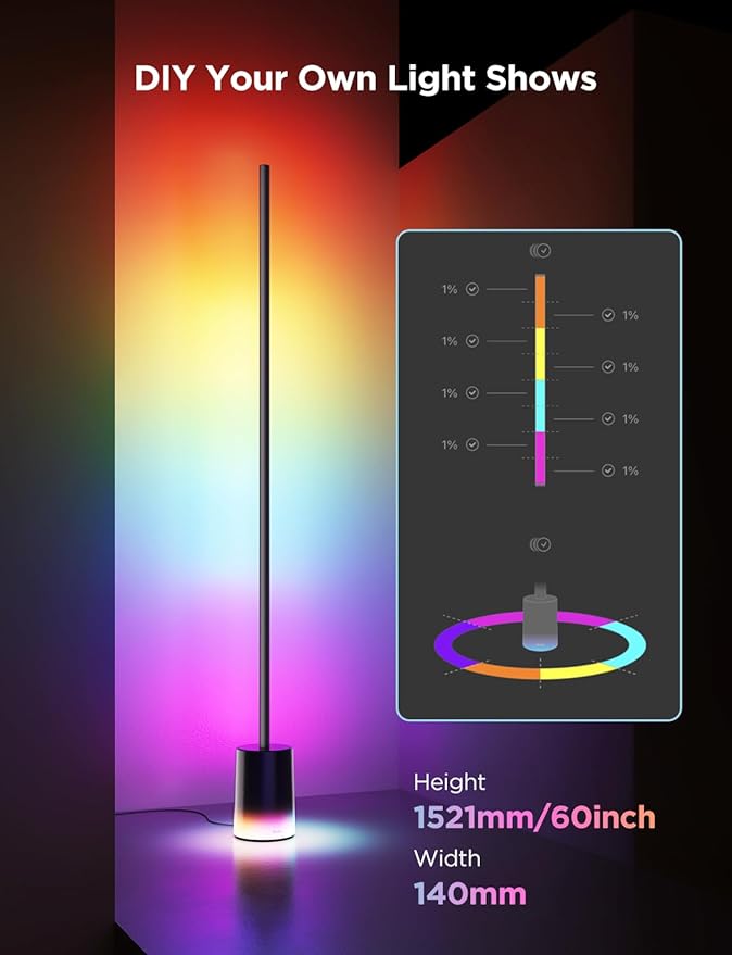 Govee Floor Lamp 2 with Matter, RGBIC, Warm Cool White LED, Alexa Compatible, 1725lm, Music Sync, Scene Modes, Smart Floor Lamp for Living Room, Bedroom, Black(1 Pack)-Ruum Studio Home