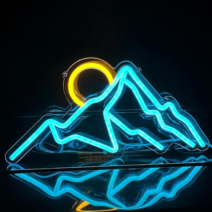 Ulalaza LED Decorative Lights USB Mountains Sunrise Sunset Led Neon Signs Home Decoration Wall Art Holiday Gift Brightness Adjustable 13.4''x6.7''-Ruum Studio Home
