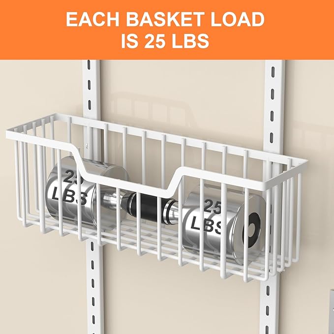 Over The Door Pantry Organizer, 8-Tier Pantry Door Organizer Shelves | 3 Sizes | Adjustable Basket | Metal Hanging Spice Rack for Kitchen, Pantry, Cabinet, Back of Door Seasoning Rack, White-Ruum Studio Home