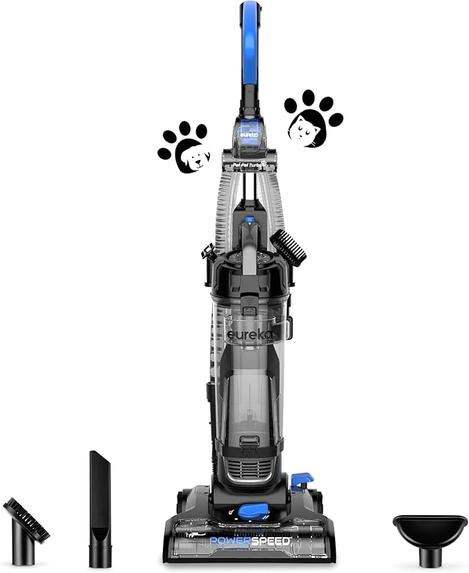 Eureka PowerSpeed Lightweight Upright Vacuum Cleaner for Carpet and Hard Floor, Powerful Bagless Upright Vacuum Cleaner for Home Pets, NEU181A, Blue-Ruum Studio Home