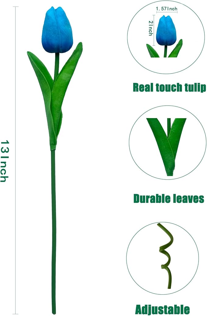 Fake Flowers Tulips Artificial PU Flower 15 Stems Real Touch Faux Tulips Flowers Mother's Day Easter Valentine’S Day Gifts in Home Kitchen Wedding Dining Table Decorations-Ruum Studio Home