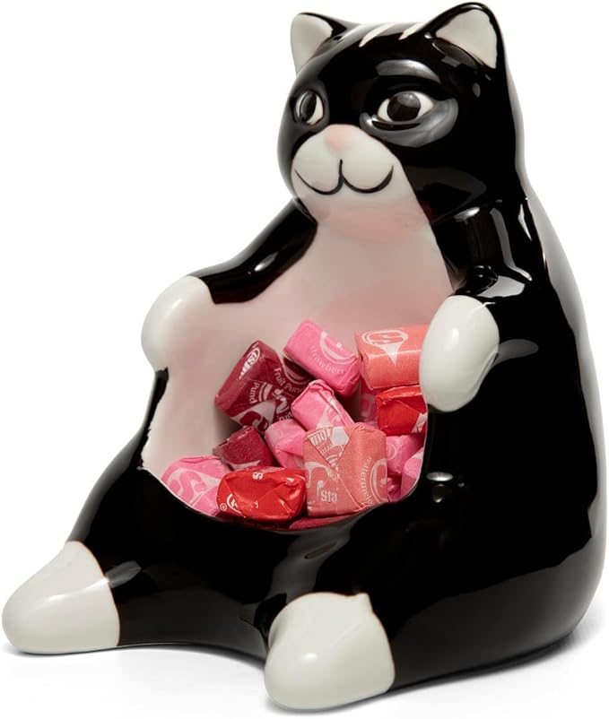 Ceramic Lazy Black Cat Home decor - Can be used as a candy dish, decorative bowl, tealight candle holder and jewelry tray | Unique Birthday gifts for Women, Mom, Grandma, Cat lover, Friend, Coworker-Ruum Studio Home