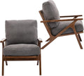 HNY Set of 2 Mid Century Accent Chair, Upholstered Armchair with Wood Frame and Canvas Cushions, Leisure Reading Chair Slipper Chair for Living Room, Bedroom, Gray-Ruum Studio Home