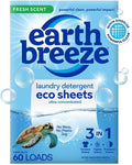 Earth Breeze Laundry Detergent Sheets Fresh Scent - 60 Loads Eco Liquidless Soap - Travel-Friendly for Hot & Cold Cycles, Tackles Tough Stains & Odors - Gentle on Skin, 30 Ct-Ruum Studio Home