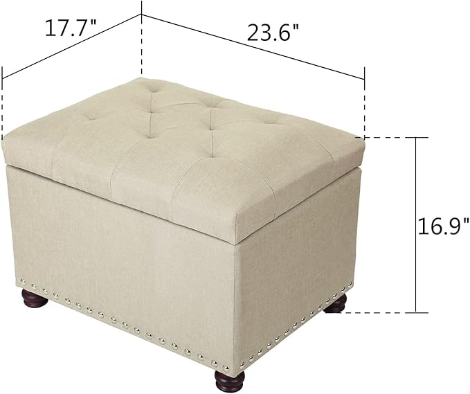 Joveco Storage Ottoman Bench Rectangular Fabric Organization Tufted Footrest for Living Room Bedroom, Upholstered Padded Footstool Coffee Table Seat with Lift Top-Ruum Studio Home