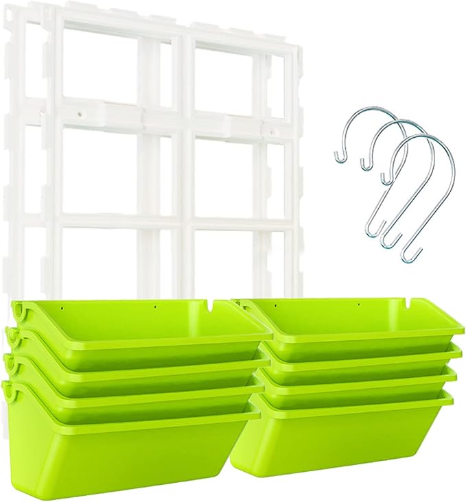 8 Pockets Vertical Planters,Wall Mounted Plastic Plant Grow Pots,Wall Pocket Planters for Indoor,Outdoor,Balcony,Garden Decoration,Light Green-Ruum Studio Home