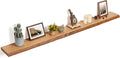 Floating Shelves for Wall Decor, Rustic Solid Elm Wood Live Edge Floating Shelves Wall Mounted, Wall Shelves with Invisible Bracket for Living Room Bathroom Bedroom Kitchen, 72 Inch, Natural-Ruum Studio Home