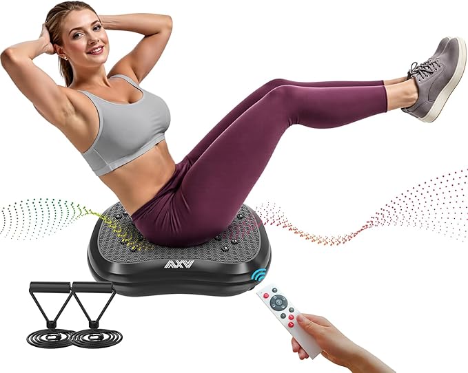 AXV Vibration Plate Exercise Machine Whole Body Workout Portable Mini Vibrate Fitness Platform Lymphatic Drainage Machine for Weight Loss Shaping Toning Wellness Home Gyms Workout (Mini)-Ruum Studio Home