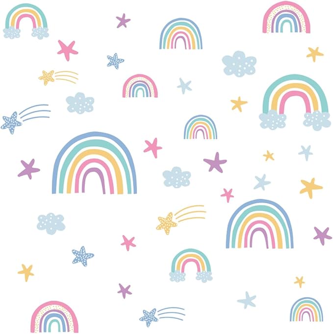Quanhaigou Rainbow Clouds Stars Glow in The Dark Wall Stickers DIY Home Decor for Kid Boys Girl Bedroom Bathroom Decorations-Ruum Studio Home
