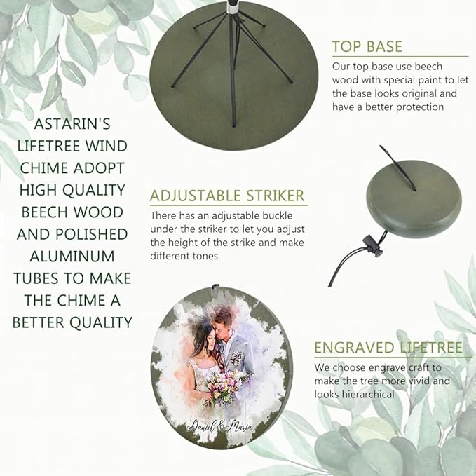 ASTARIN Personalized 20th 50th Anniversary Wind Chime, Happy Anniversary Wedding Valentine's Day Gift for Wife Husband Men Women Sister, Golden Anniversary Keepsake Decorations for Parents Couples-Ruum Studio Home