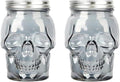 Set of 2 Skull Mason Jar Glasses with Lids | 42oz Reusable Halloween Drinking Glasses | Unique Skull Décor, Storage, & Canning Jars for Parties & Gifts-Ruum Studio Home