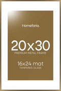 Homeforia 20x30 Picture Frame Bronze, High End Metal 20 x 30 Large Poster Frames with Mat 16 by 24 for Photo, 20x30 Brass Frame Matted to 16x24, 30x20 Hanging Frame, Tempered Glass, Wall Kit, Set of 1-Ruum Studio Home