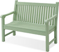 Psilvam Garden Bench, 2-Person Poly Lumber Patio Bench, All-Weather Outdoor Bench That Never Rot, Memorial Bench, Suit for Garden, Porch and Park (Green)-Ruum Studio Home