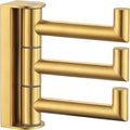 Angle Simple 3 Arms Towel Hook Brushed Gold, 304 Stainless Steel Swivel Triple Towel Holder, Folding Bathroom Hook, Wall Mount-Ruum Studio Home