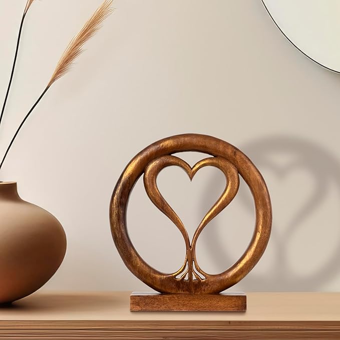 Decozen Gifts for Mom - Wooden Heart Sculpture - Mother's Day Birthday Gifts, Home, Office, Living Room, Shelf, Fireplace, Farmhouse, Tabletop, Boho and Mantle Decor - Mothers Day Decorations-Ruum Studio Home