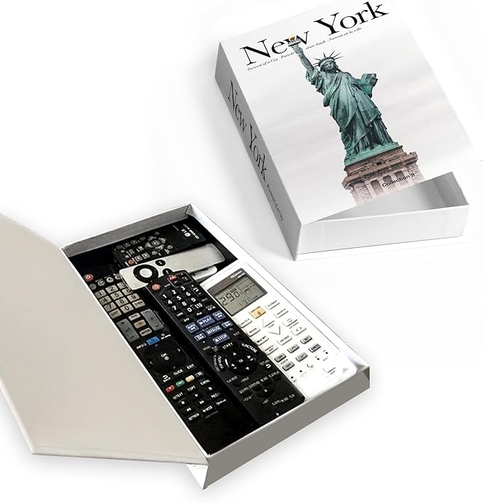 Decorative Storage Book Box – Hidden Storage for Remote Controls, Keys, and Small Items – Elegant Home Decor for Living Room, Bedroom, Coffee Table – Modern Style Faux Book Organizer (New york)-Ruum Studio Home