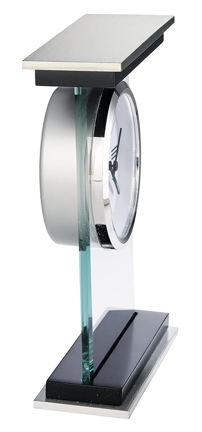 Howard Miller Bryant Tabletop Clock – Modern Desk Clock with Silent Sweep Seconds Luminous Hands Roman Numeral Markers & Bracket Style Design Satin Finish for Home Office & Desktop Decor-Ruum Studio Home