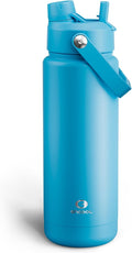 Insulated Water Bottle with Straw - Encool Stainless Steel Water Bottle, Leak-Proof, BPA-Free, Double Wall Vacuum Keeps Cold for 24 Hours for Sports, Travel, School (32 oz, Azure Blue)-Ruum Studio Home
