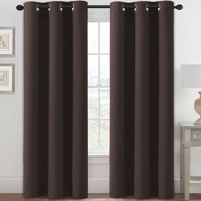 H.VERSAILTEX Blackout Curtains for Bedroom Thermal Insulated Room Darkening Living Room Curtains 84 Inch Long Grommet Privacy Protection Window Curtain Panels/Drapes, 2 Panels, Chocolate Brown-Ruum Studio Home