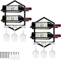 Wall Mounted Wine Stemware Rack, Metal Hanging Wine Glass Display Holde Holds 3 Cups 2 Bottles, Elegant Storage for Kitchen Dining Room Bar Wine Cellar (Black 2)-Ruum Studio Home