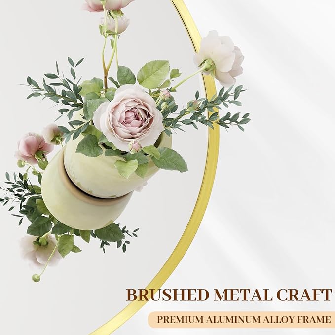 BEAUTYPEAK 30 Inch Round Mirror, Metal Frame Circle Mirror, Wall Mounted for Entryway, Bathroom, Vanity, Living Room, Gold-Ruum Studio Home