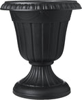 PL10BK Classic Traditional Plastic Urn Planter Indoor/Outdoor, 15" x 13", Black-Ruum Studio Home