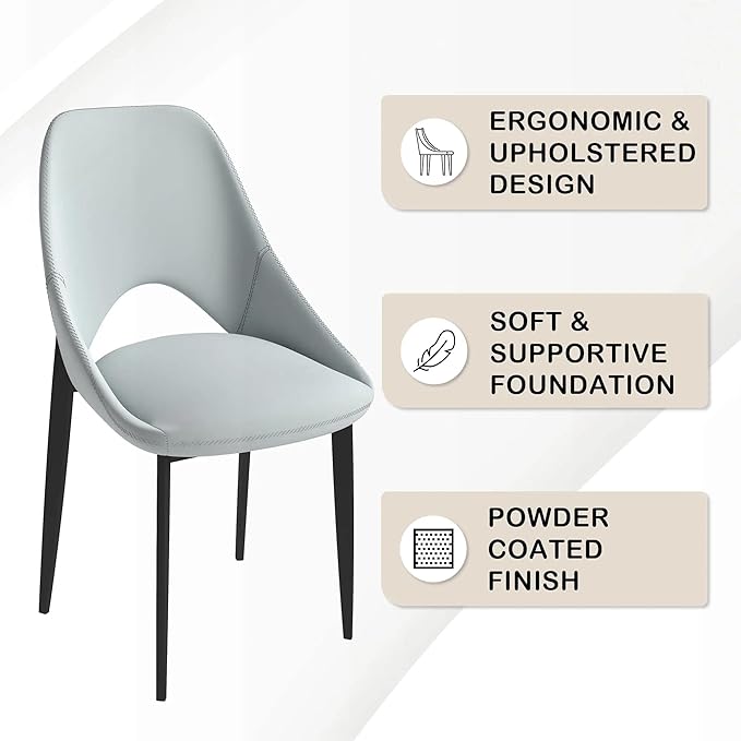 LeisureMod Amalfi Upholstered Fabric Dining Chair – Modern Side Chair with Iron Legs, Mid-Century Accent Chair for Dining Room or Kitchen-Ruum Studio Home