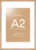 Homeforia A2 Picture Frame Natural Wood, High End Oak 16.5 x 23.4 Wooden Poster Frames Matted to 11.7 by 16.5 Photo, A2 Size Light Wood Frames with Mat A3 for Print, Tempered Glass, Wall Kit, Set of 1-Ruum Studio Home