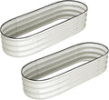 2 Pcs 4.5x2x1.5ft Oval Raised Garden Bed,Galvanized Raised Beds,Open-Ended Base Metal Raised Planter Beds,Garden Bed Outdoor,Planter Raised Boxes for Vegetables,Flowers,Tool-Free Asse,White-Ruum Studio Home