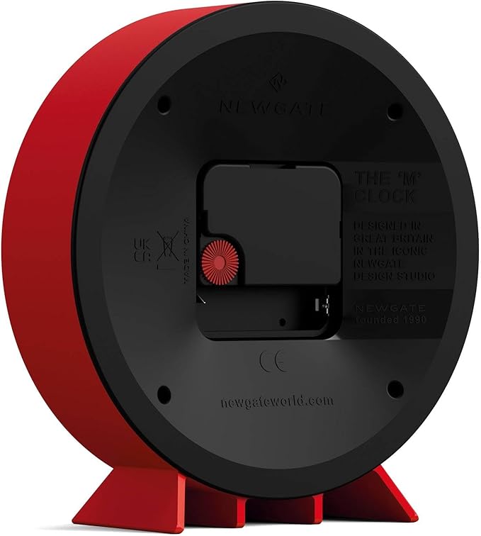 NEWGATE® M Mantel Echo Desk Clock | Modern Round Design | Red | Easy to Read Numbers | Contemporary Style for Desk, Table, Shelf or Bedside-Ruum Studio Home