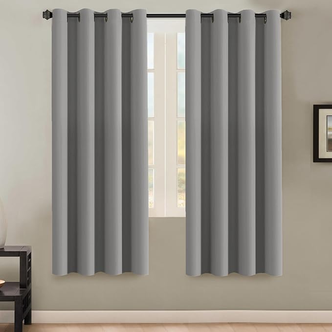 H.VERSAILTEX Insulated Thermal Blackout 72-Inch Long Grey Curtain Panels Pair - Nickel Grommet Window Drapes for Bedroom/Living Room (Dove Gray,Set of 2)-Ruum Studio Home