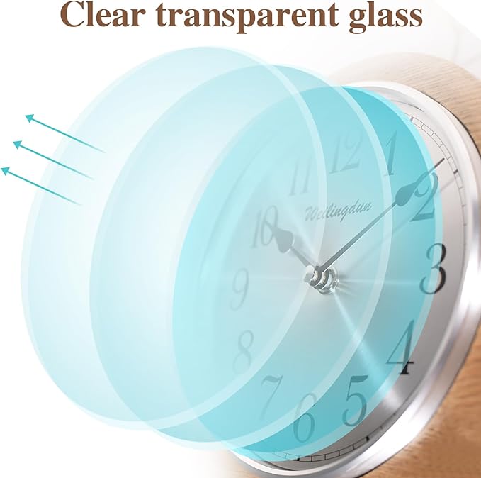 TXL Mantel Clock, Silent Wood Table Clock Battery Operated, Desk Shelf Vintage Clock for Living Room,Home Decor Gift, T20211-Ruum Studio Home