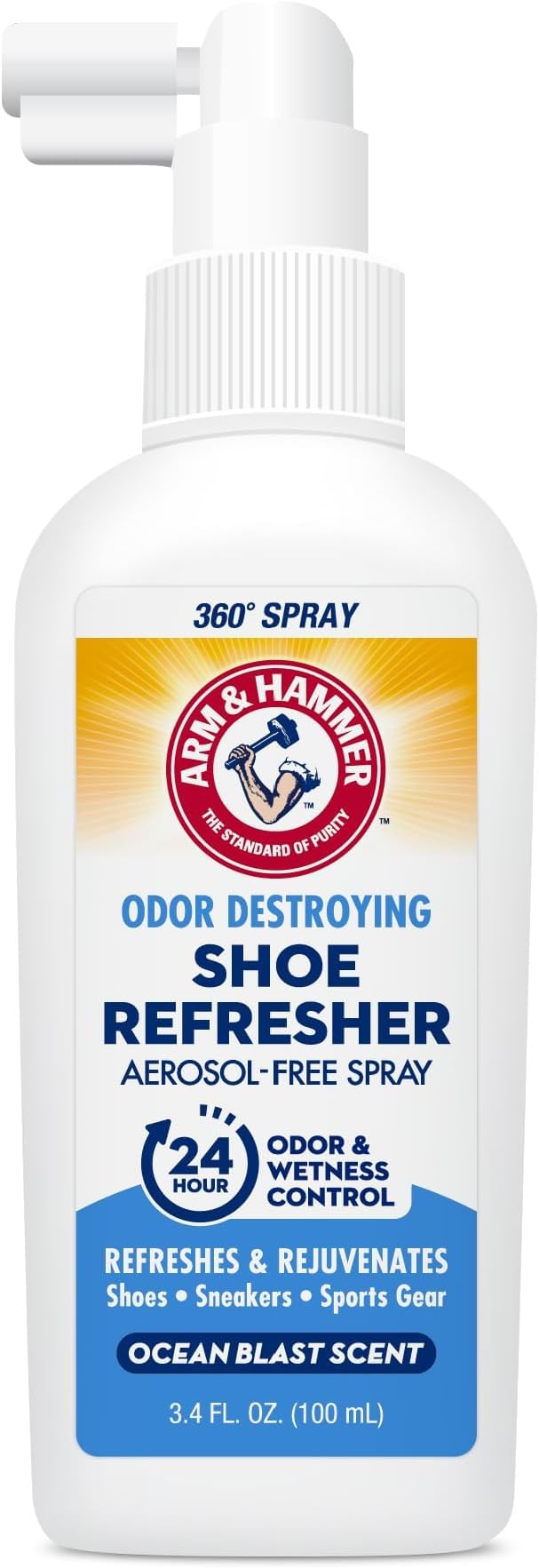 Arm & Hammer Shoe Refresher Spray, Odor Eliminator for Sneakers, 24 Odor & Wetness Control, Aerosol-Free Shoe Deodorizer Spray, Ocean Blast Scent, 3.4 oz-Ruum Studio Home