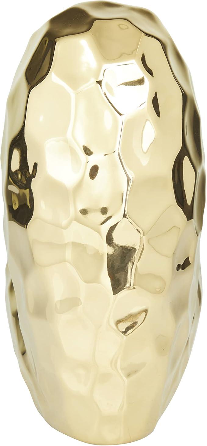 Deco 79 Porcelain Heart Sculpture, 8" x 3" x 8", Gold (Pack of 12)-Ruum Studio Home